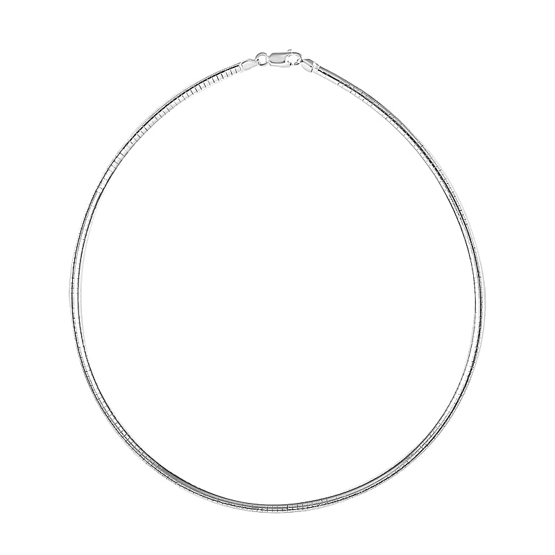 925 Sterling Silver Italian 3mm Omega Necklace,Italian Silver Chain Necklace,Birthday Gifts For Women 16 Inches
