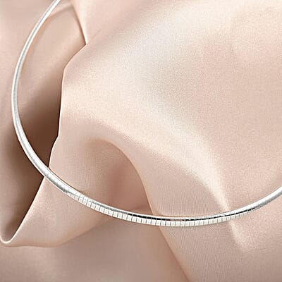 925 Sterling Silver Italian 3mm Omega Necklace,Italian Silver Chain Necklace,Birthday Gifts For Women 16 Inches