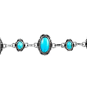 Santa Fe Style Kingman Turquoise Bracelet in Sterling Silver (7-8.0In) 9.50 Grams 4.00 ctw