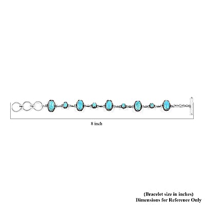 Santa Fe Style Kingman Turquoise Bracelet in Sterling Silver (7-8.0In) 9.50 Grams 4.00 ctw