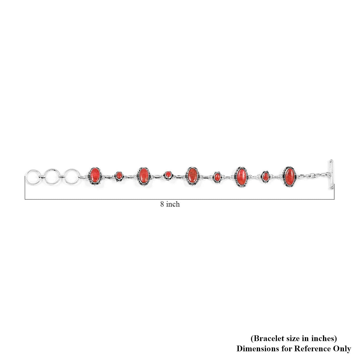 Santa Fe Style Coral Bracelet in Sterling Silver (7-8.0In)