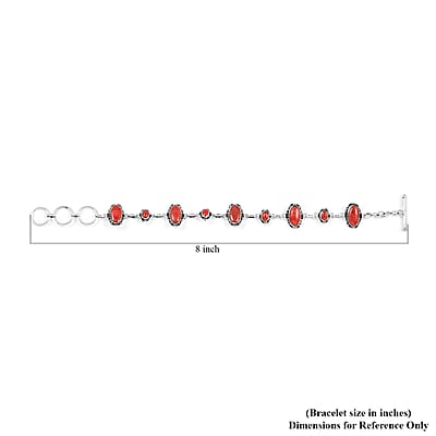Santa Fe Style Coral Bracelet in Sterling Silver (7-8.0In)