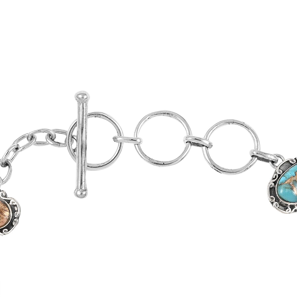 Santa Fe Style Spiny Turquoise Bracelet in Sterling Silver (7-8.0In) 2.00 ctw image number 3