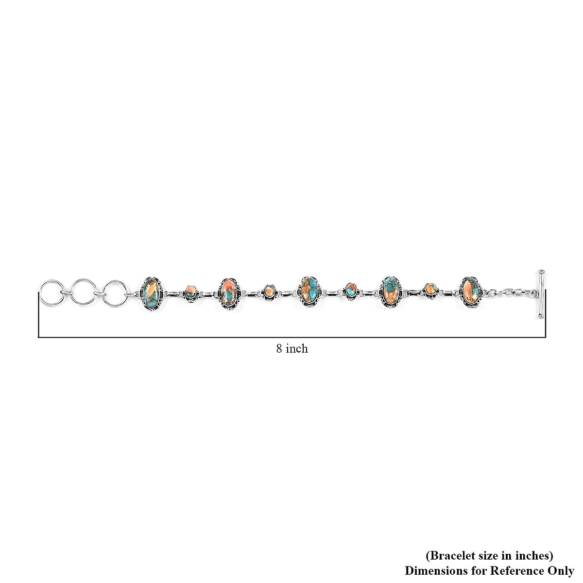 Santa Fe Style Spiny Turquoise Bracelet in Sterling Silver (7-8.0In) 2.00 ctw image number 4