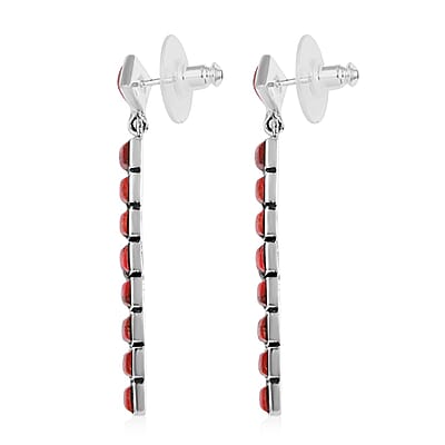 Santa Fe Style Coral Drop Earrings in Sterling Silver