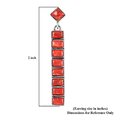 Santa Fe Style Coral Drop Earrings in Sterling Silver