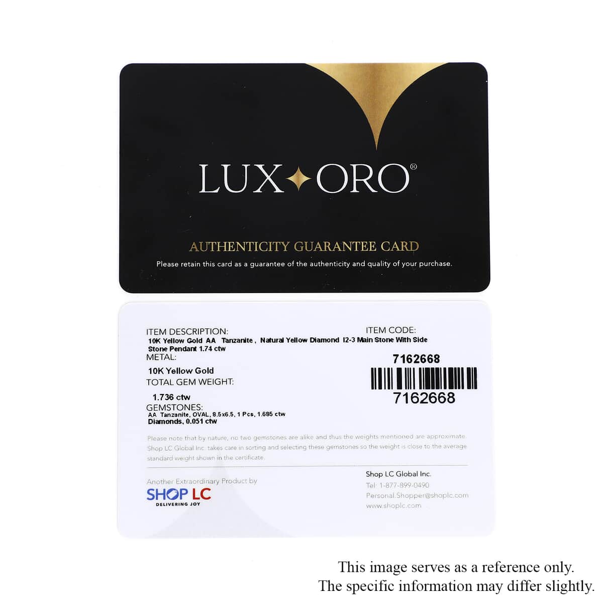 Luxoro 10K Yellow Gold Premium Tanzanite and I2-I3 Natural Yellow Diamond Pendant 1.75 ctw image number 6