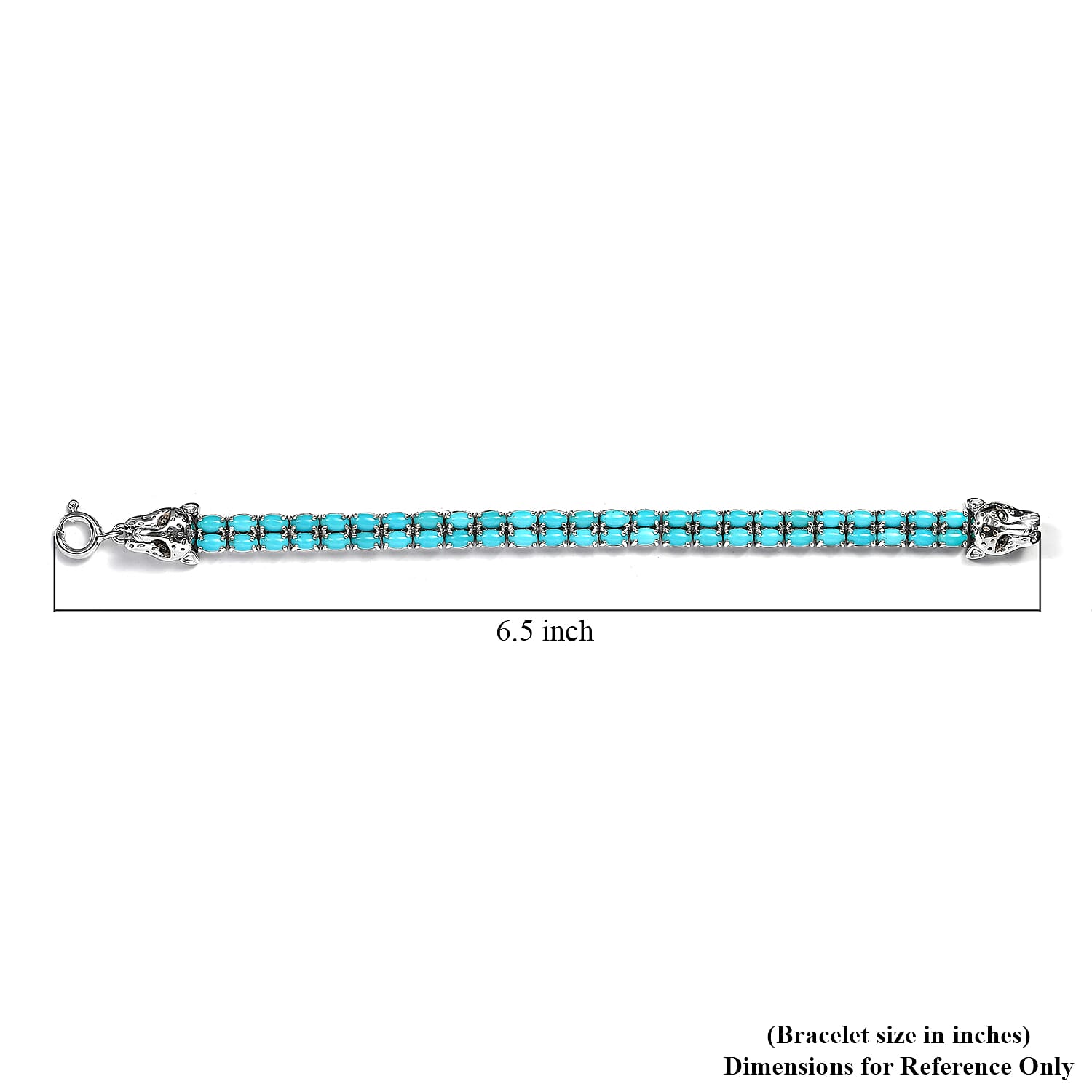 American Natural Sleeping Beauty Turquoise and Thai Black Spinel Double Row Tennis Bracelet in Platinum Over Sterling Silver (6.50 In) 14.80 Grams 8.75 ctw