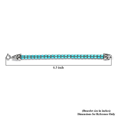 American Natural Sleeping Beauty Turquoise and Thai Black Spinel Double Row Tennis Bracelet in Platinum Over Sterling Silver (6.50 In) 14.80 Grams 8.75 ctw