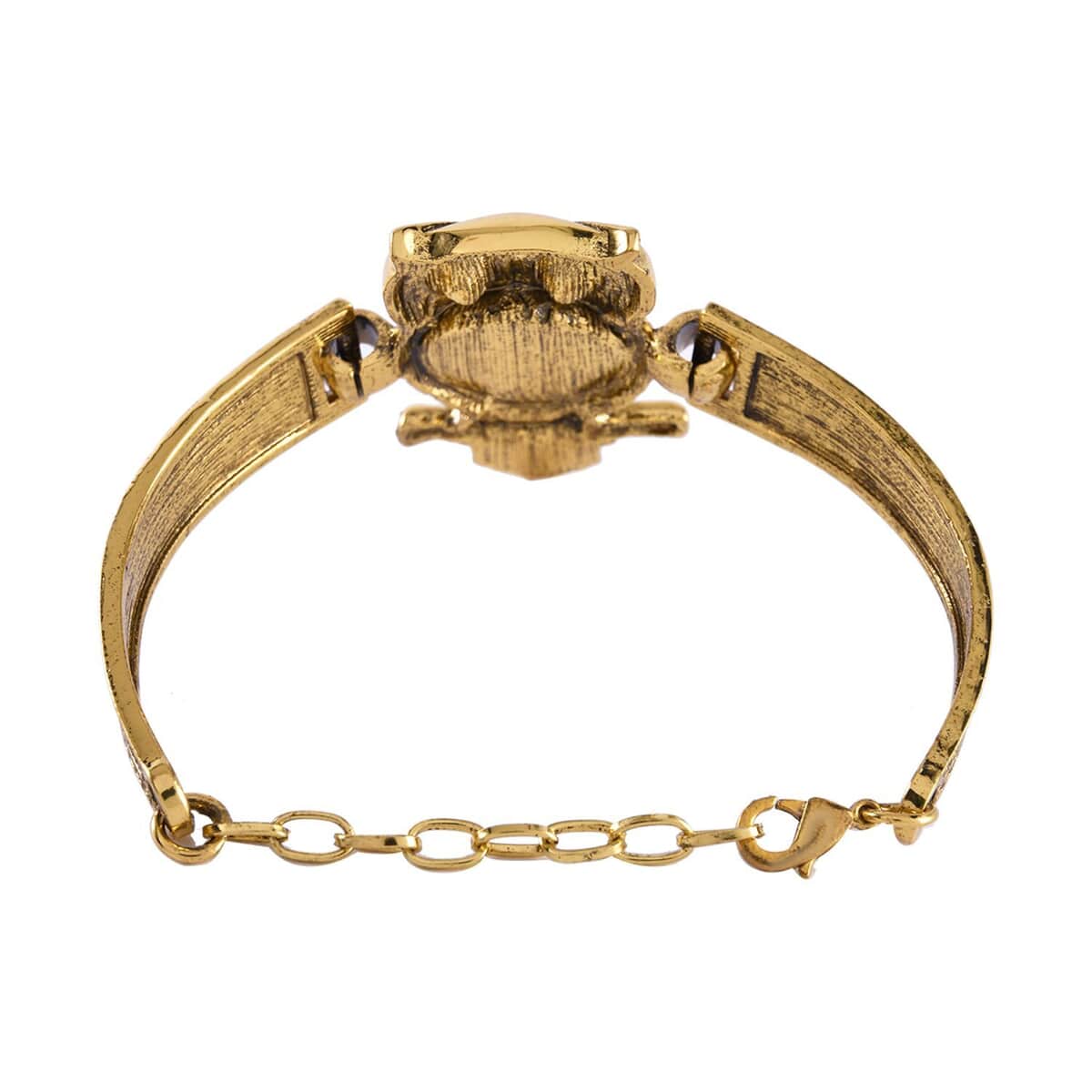 Tiger's Ey and Champagne Austrian Crystal Owl Bracelet in Goldtone (7-9In) 20.00 ctw image number 3