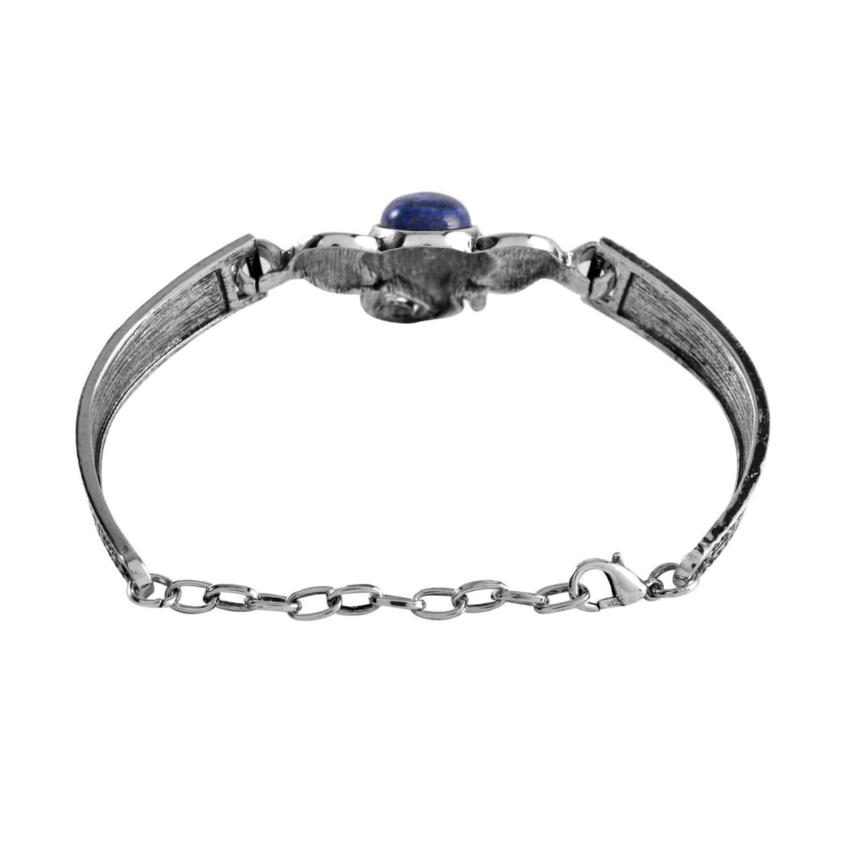 Lapis Lazuli Elephant Bracelet in Silvertone (7-9In) 5.00 ctw image number 4