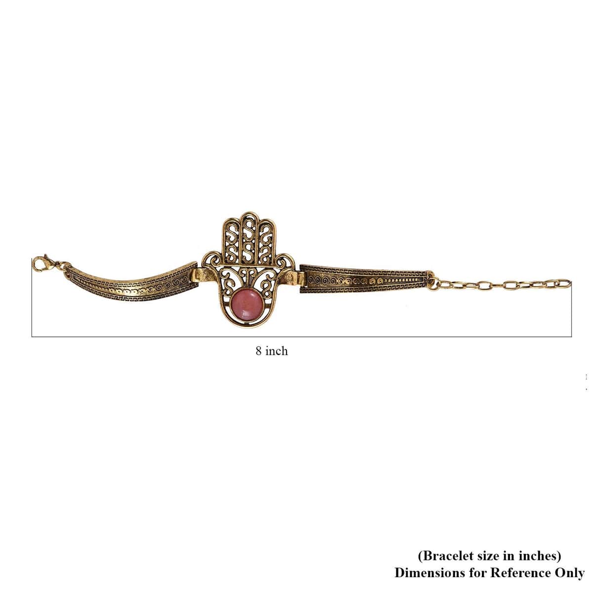 Cherry Quartz Hamsa Hand Bracelet in Goldtone (7-9In) 5.00 ctw image number 5