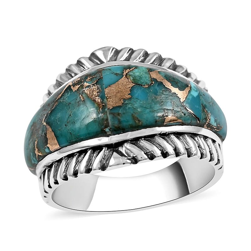 Santa Fe Style Mojave Blue Turquoise Ring in Sterling Silver (Size 10.0) 3.70 ctw