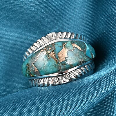 Santa Fe Style Mojave Blue Turquoise Ring in Sterling Silver (Size 10.0) 3.70 ctw