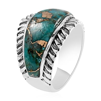Santa Fe Style Mojave Blue Turquoise Ring in Sterling Silver (Size 10.0) 3.70 ctw