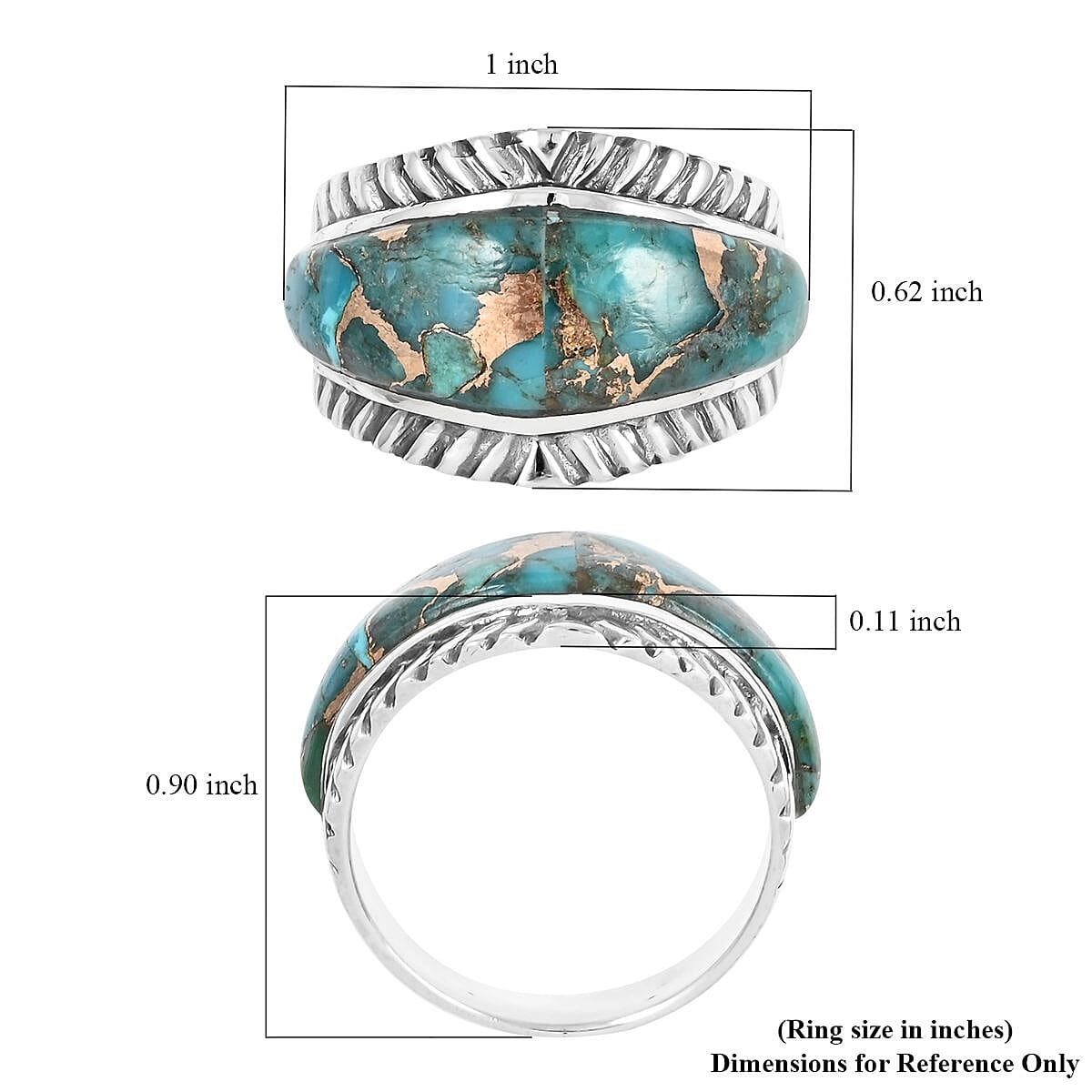 Santa Fe Style Mojave Blue Turquoise Ring in Sterling Silver (Size 10.0) 3.70 ctw