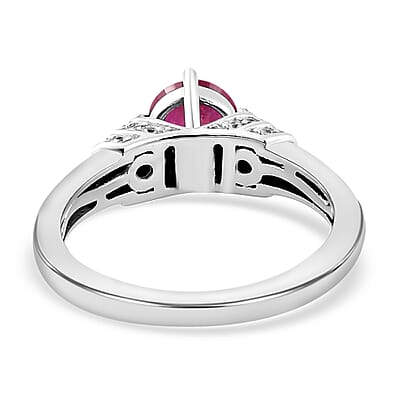 African Ruby and White Zircon 1.60 ctw Ring in Platinum Over Sterling Silver (Size 10.0)