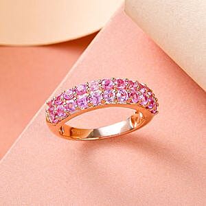 Madagascar Pink Sapphire 1.79 ctw Ring in Vermeil RG Over Sterling Silver (Size 10)
