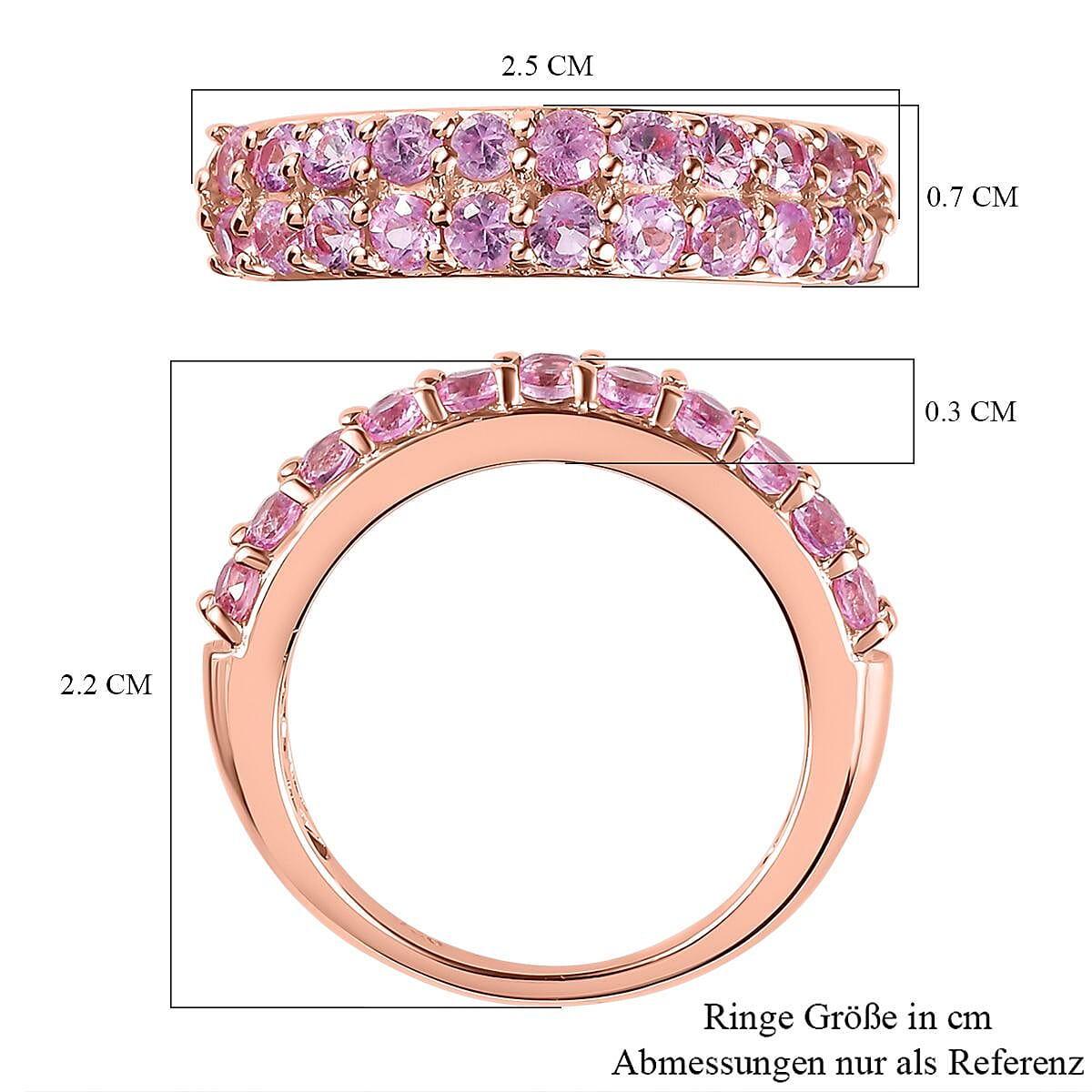 Madagascar Pink Sapphire 1.79 ctw Ring in Vermeil RG Over Sterling Silver (Size 10)