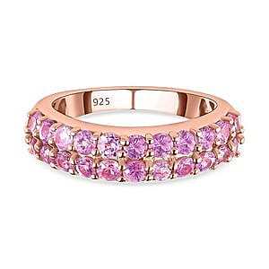 Madagascar Pink Sapphire 1.79 ctw Ring in Vermeil RG Over Sterling Silver (Size 11.5)