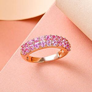 Madagascar Pink Sapphire 1.79 ctw Ring in Vermeil RG Over Sterling Silver (Size 11.5)