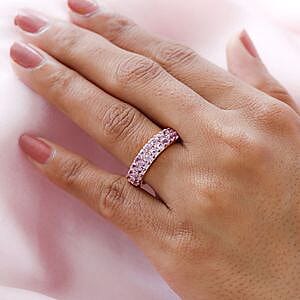 Madagascar Pink Sapphire 1.79 ctw Ring in Vermeil RG Over Sterling Silver (Size 11.5)