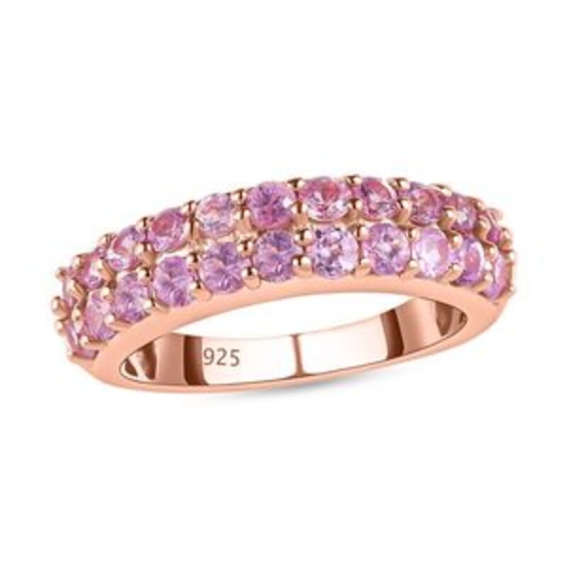Madagascar Pink Sapphire 1.79 ctw Ring in Vermeil RG Over Sterling Silver (Size 11.5)