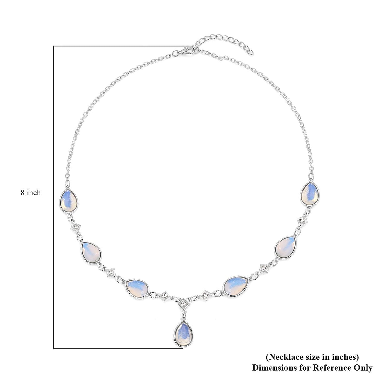 Opalite and Austrian Crystal Necklace 20-22 Inches in Silvertone 49.00 ctw image number 4