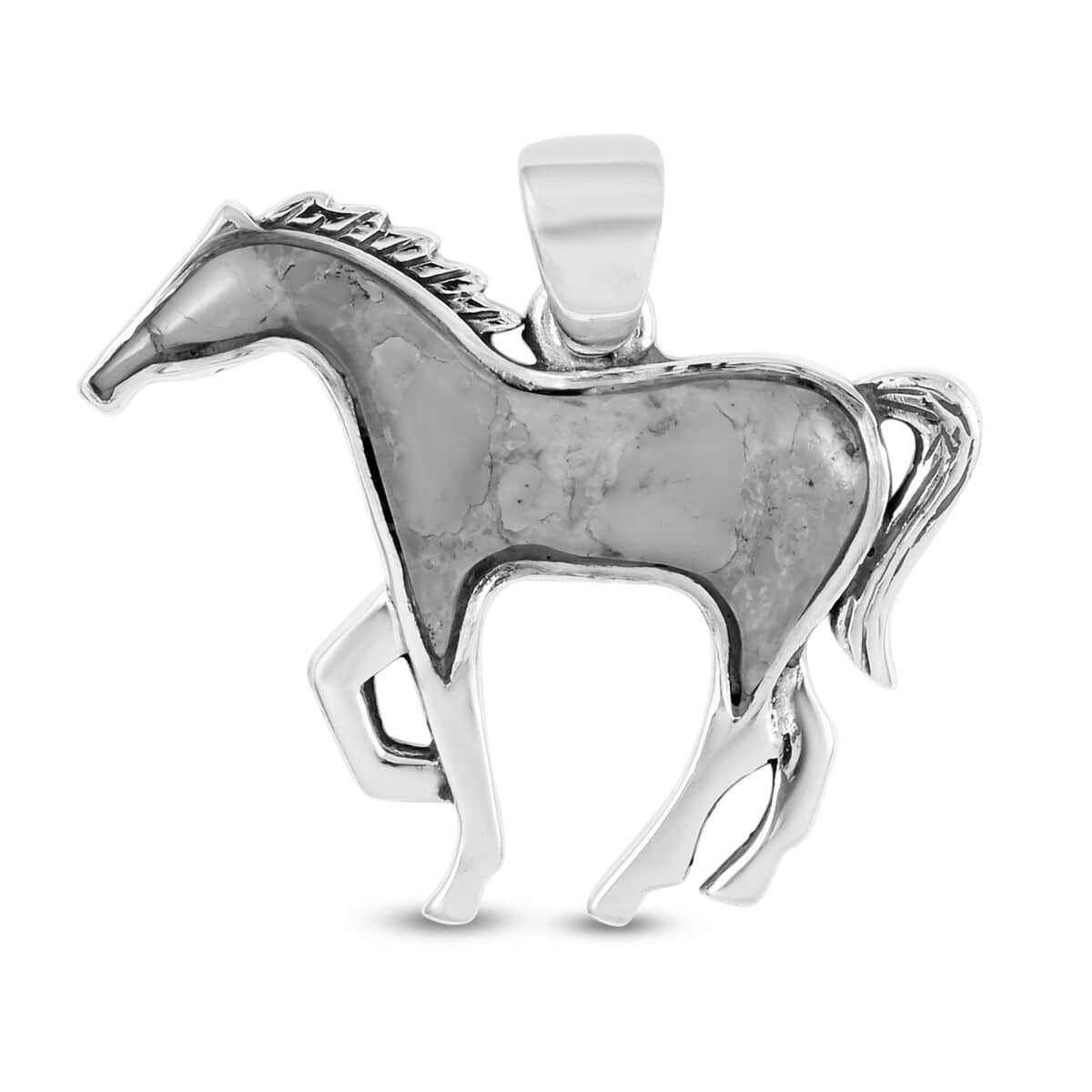 SANTA FE Style Kingman Turquoise Horse Pendant in Sterling Silver 3.40 ctw image number 0