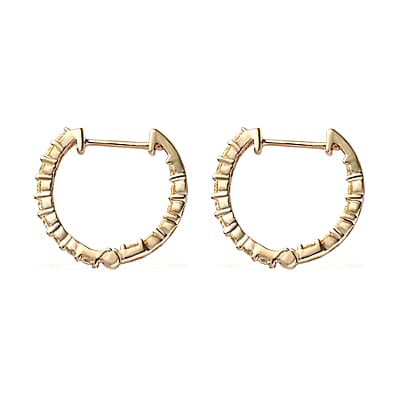 Luxoro 10K Yellow Gold I2-I3 Natural Yellow Diamond Inside Out Hoop Earrings 1.00 ctw