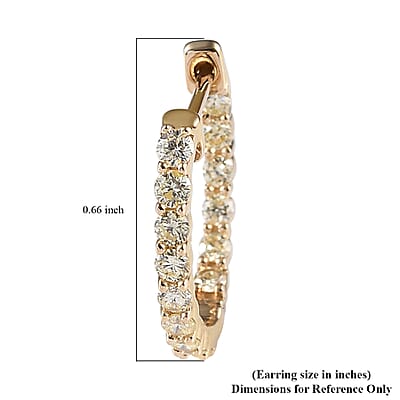 Luxoro 10K Yellow Gold I2-I3 Natural Yellow Diamond Inside Out Hoop Earrings 1.00 ctw