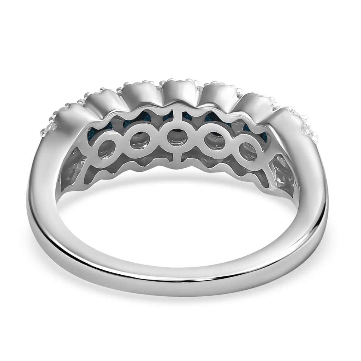 D'Joy Blue and White Diamond 1.00 ctw Ring in Platinum Over Sterling Silver (Size 6.0) image number 6