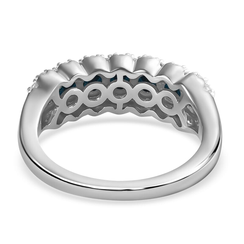 D'Joy Blue and White Diamond 1.00 ctw Ring in Platinum Over Sterling Silver (Size 7.0)
