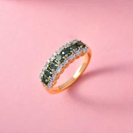 Green Diamond, Diamond Ring in Vermeil Yellow Gold Over Sterling Silver, Wedding Band For Women (Size 9.0) 1.00 ctw image number 1