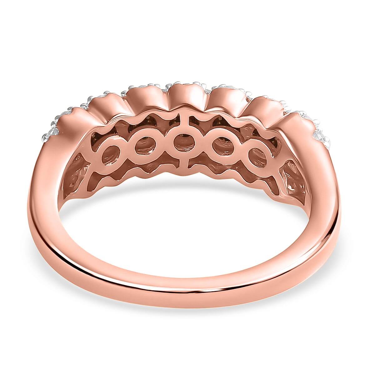 D'Joy Natural Champagne and White Diamond 1.00 ctw Ring in Rhodium and Vermeil Rose Gold Over Sterling Silver (Size 7.0) image number 6