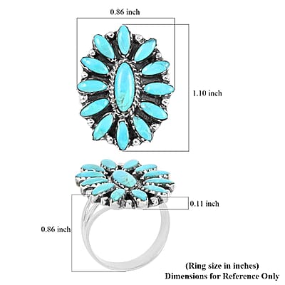 Santa Fe Style Kingman Turquoise Ring in Sterling Silver (Size 10) 1.95 ctw