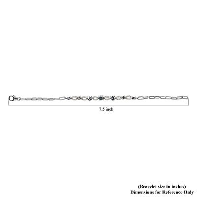 Peacock Tanzanite and Natural White Zircon Paper Clip Chain Bracelet in Platinum Over Sterling Silver (7.25 In) 2.75 ctw