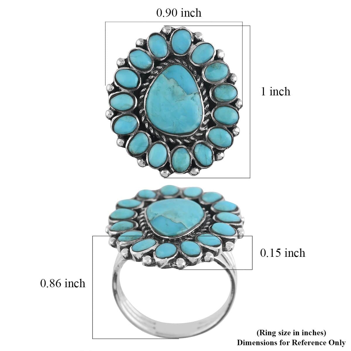 SANTA FE Style Kingman Turquoise Ring in Sterling Silver (Size 10.0) 2.00 ctw image number 4