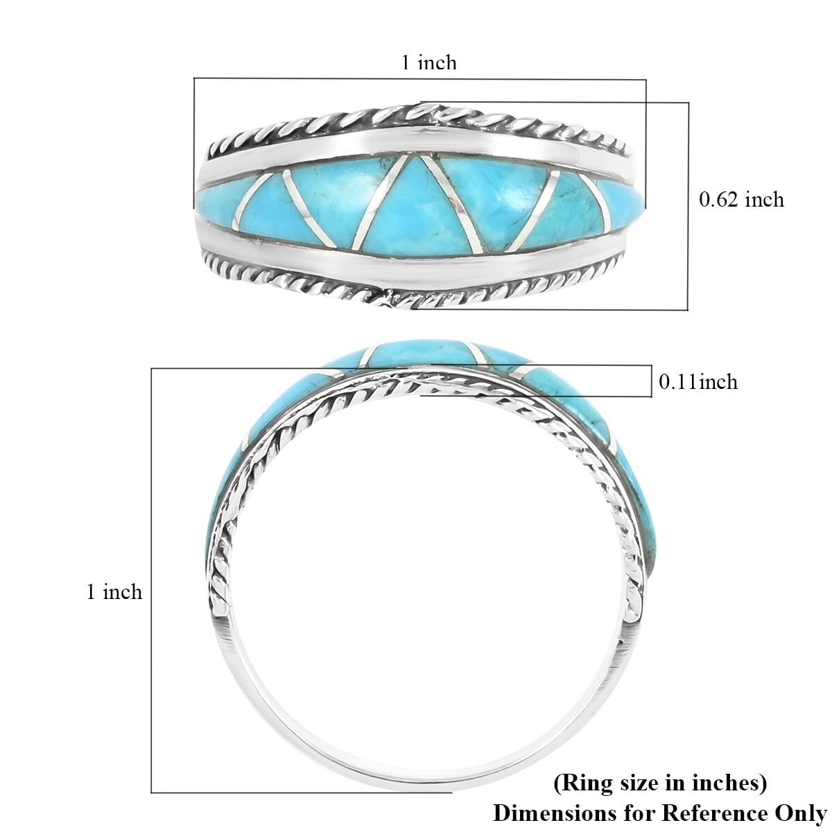 Santa Fe Style Kingman Turquoise 7 Stone Ring in Sterling Silver (Size 7.0) 2.75 ctw image number 4