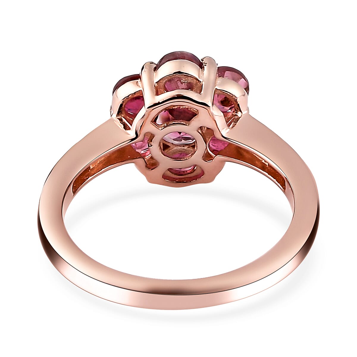 Natural Blush Tourmaline and Natural Champagne Diamond Floral Ring in Vermeil Rose Gold Over Sterling Silver 1.35 ctw image number 4