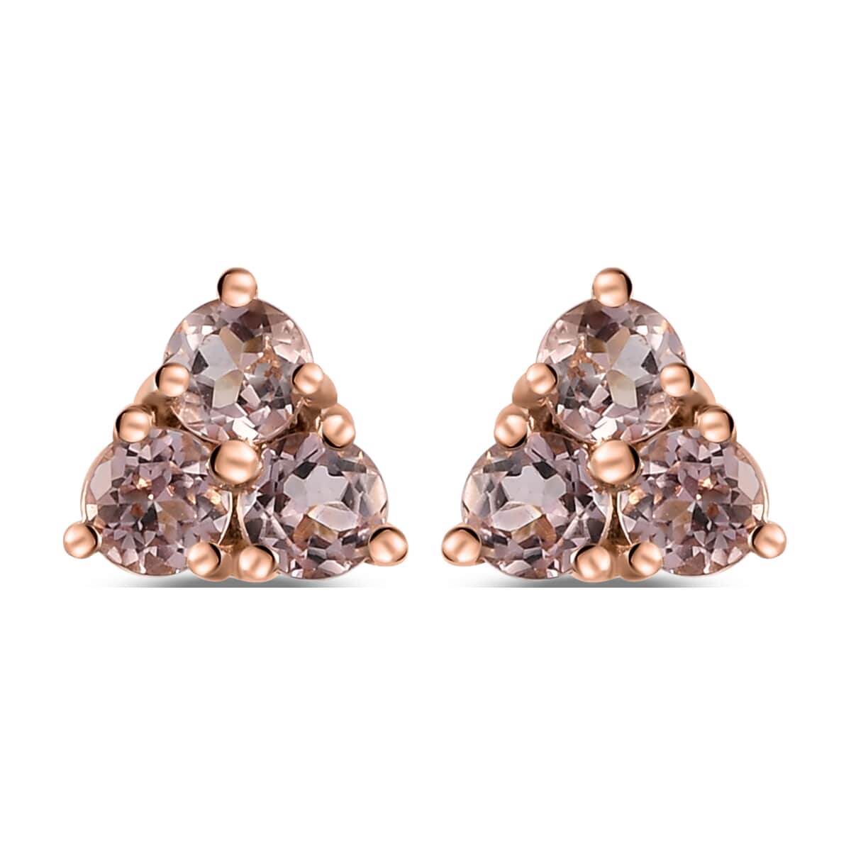 Natural Blush Tourmaline Stud Earrings in Vermeil Rose Gold Over Sterling Silver 0.75 ctw image number 0