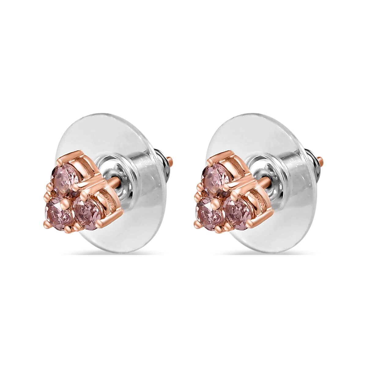 Natural Blush Tourmaline Stud Earrings in Vermeil Rose Gold Over Sterling Silver 0.75 ctw image number 3