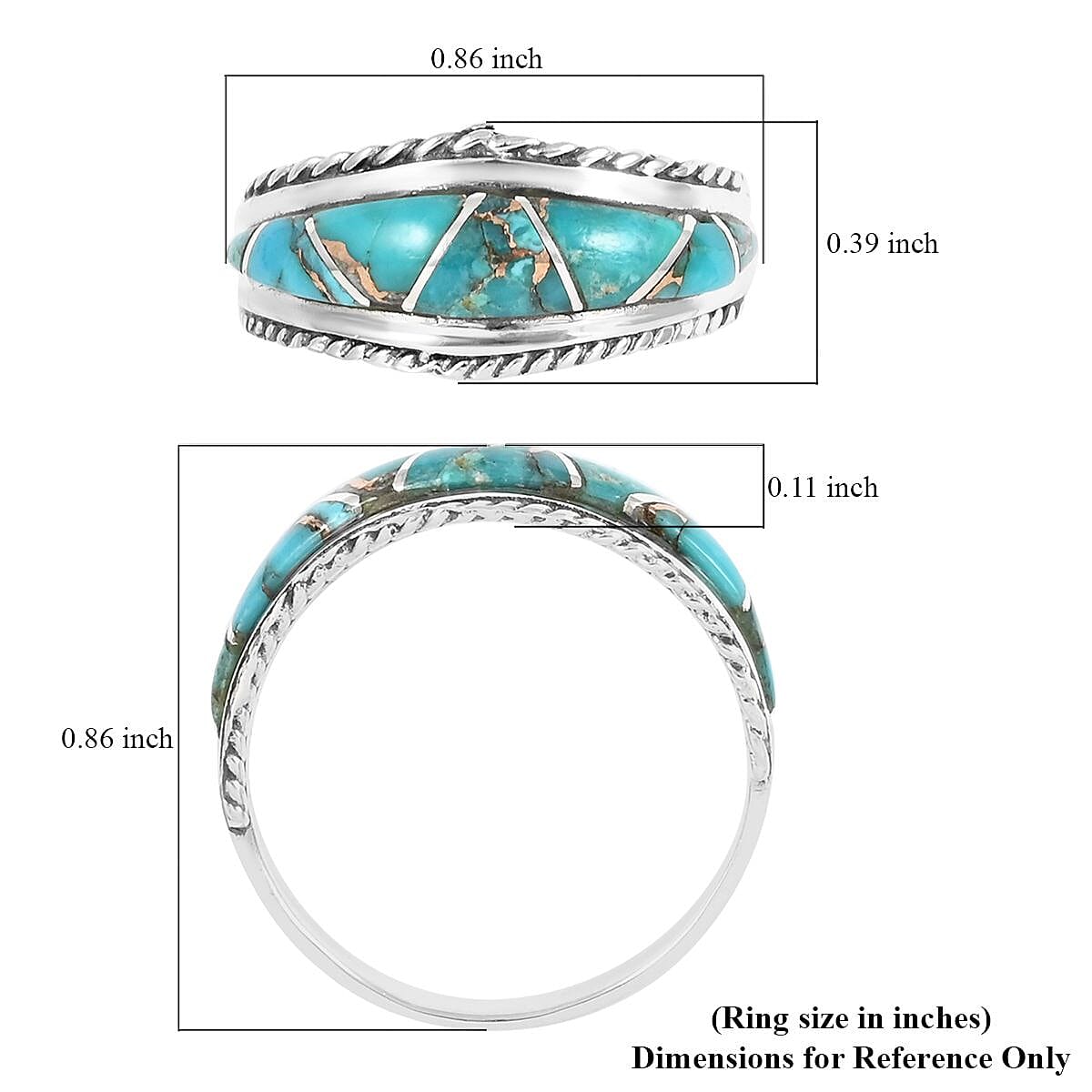 Santa Fe Style Mojave Turquoise 7 Stone Ring in Sterling Silver (Size 6.0) 2.75 ctw image number 4