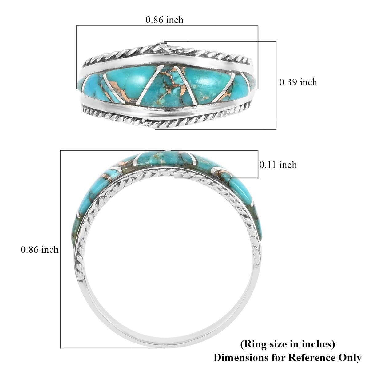 Santa Fe Style Mojave Turquoise 7 Stone Ring in Sterling Silver (Size 7.0) 2.75 ctw image number 4