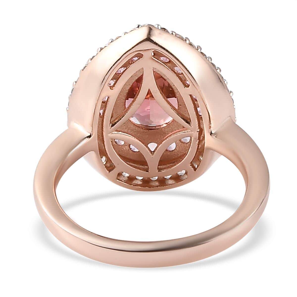 Natural Blush Tourmaline and Multi Gemstone Double Halo Ring in Vermeil Rose Gold Over Sterling Silver 1.85 ctw image number 4