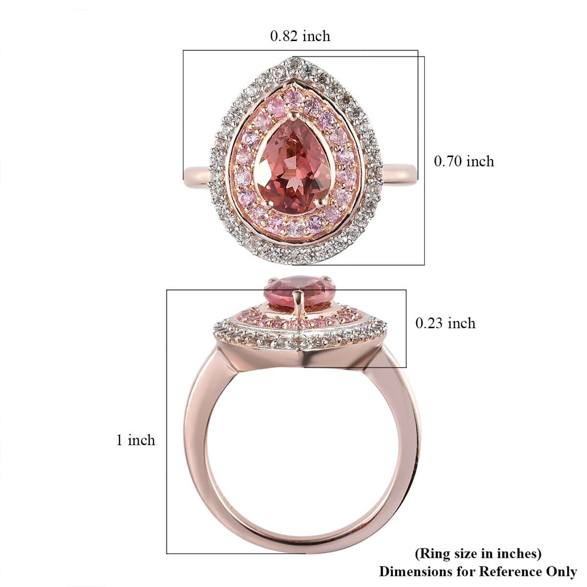 Natural Blush Tourmaline and Multi Gemstone Double Halo Ring in Vermeil Rose Gold Over Sterling Silver 1.85 ctw image number 5