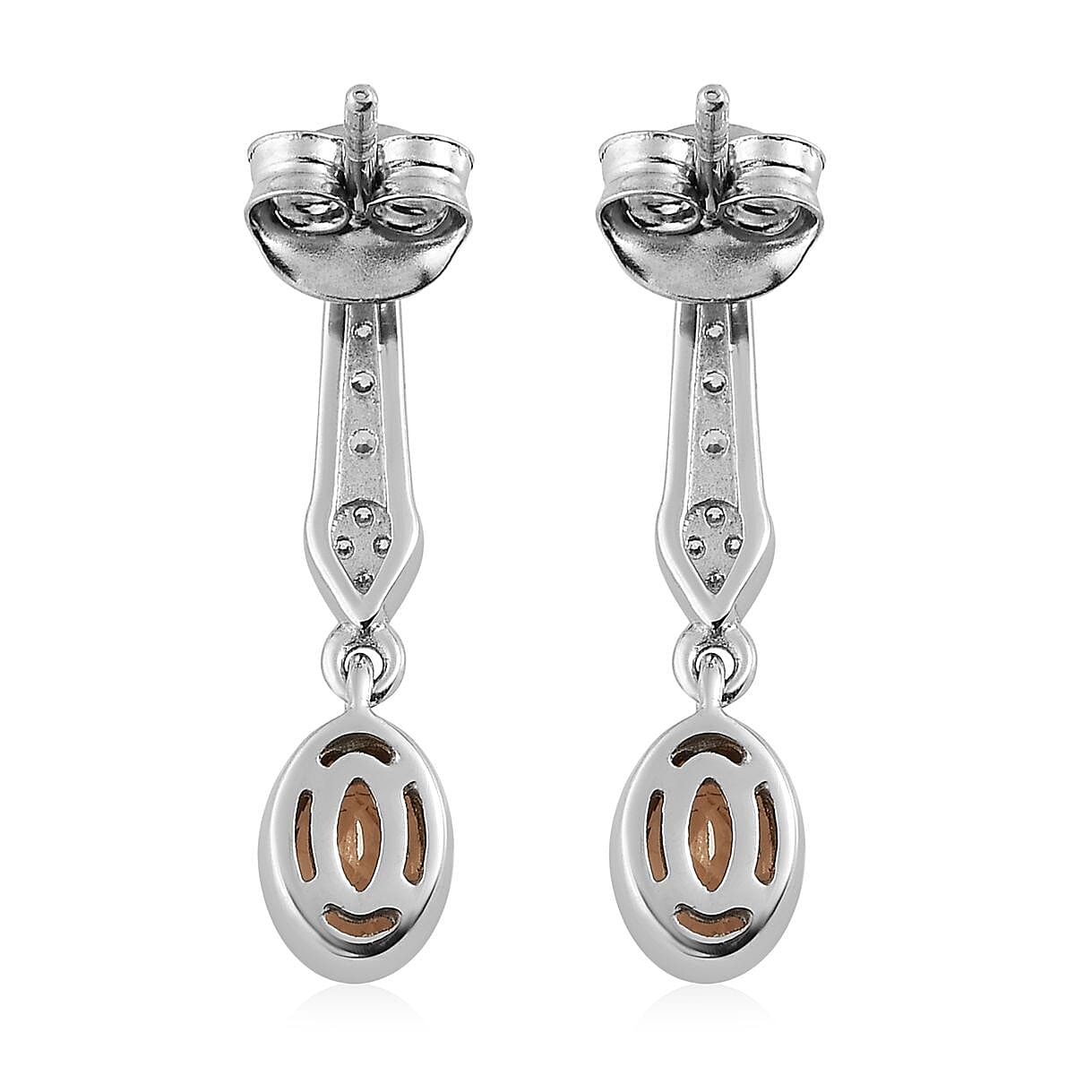 Imperial Garnet and White Zircon 1.45 ctw Earrings in Platinum Over Sterling Silver