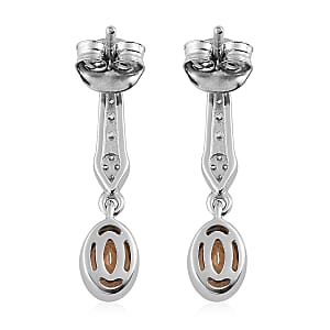 Imperial Garnet and White Zircon 1.45 ctw Earrings in Platinum Over Sterling Silver