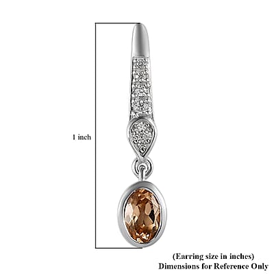 Imperial Garnet and White Zircon 1.45 ctw Earrings in Platinum Over Sterling Silver