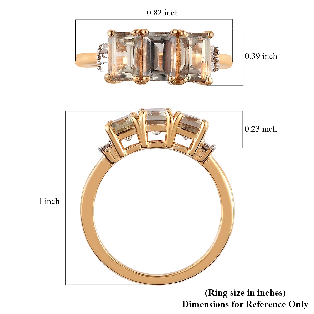 AAA Turkizite and Diamond Accent 3 Stone Ring in Vermeil Yellow Gold Over Sterling Silver (Size 10.0) 2.10 ctw